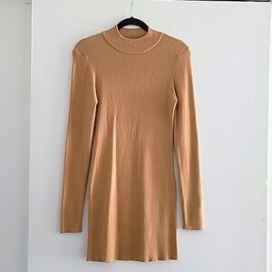 Lovers +Friends tan high neck long sleeve sweater dress size M